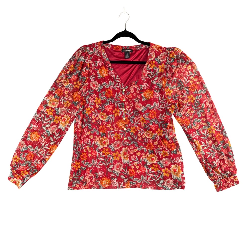 Womens Floral V‎ Neck Blouse Long Sleeve Boho Romantic Chic XL